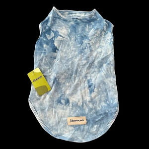 NWT Fitwarm Dogs small Blue Tie Dye Muscle Shirt reflective Cotton New Doggie